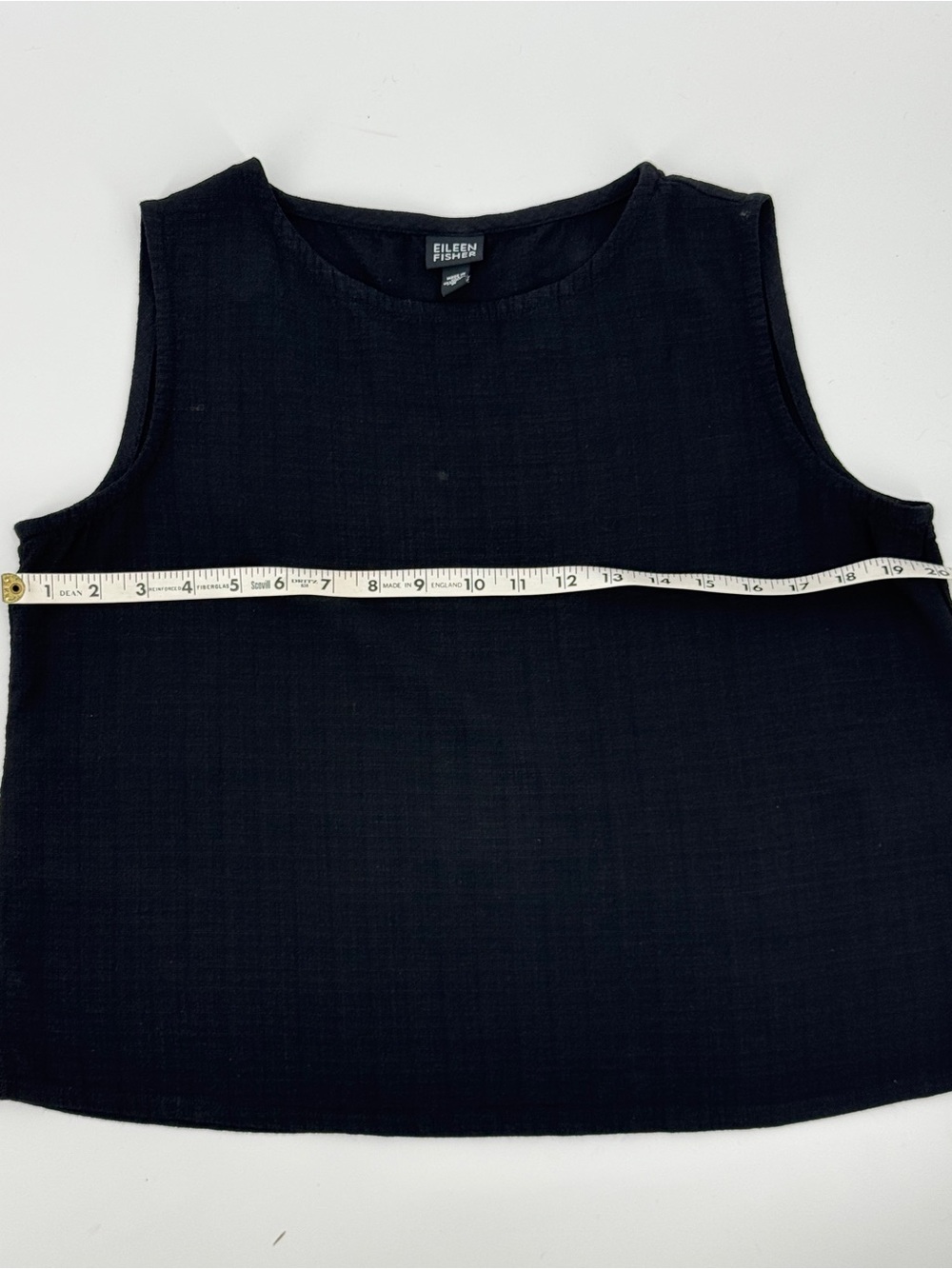 Eileen Fisher Black Linen Blend Scoop Neck Shell Tank Quiet Luxury - Picture 6 of 8